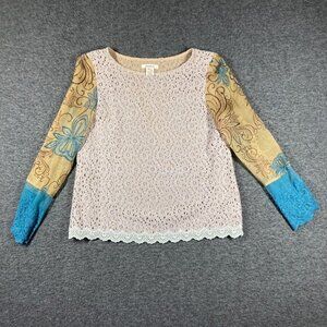 Sundance Lace‎ Silk Sleeve Blouse Shirt Womens XS Extra Small Boho Ivory